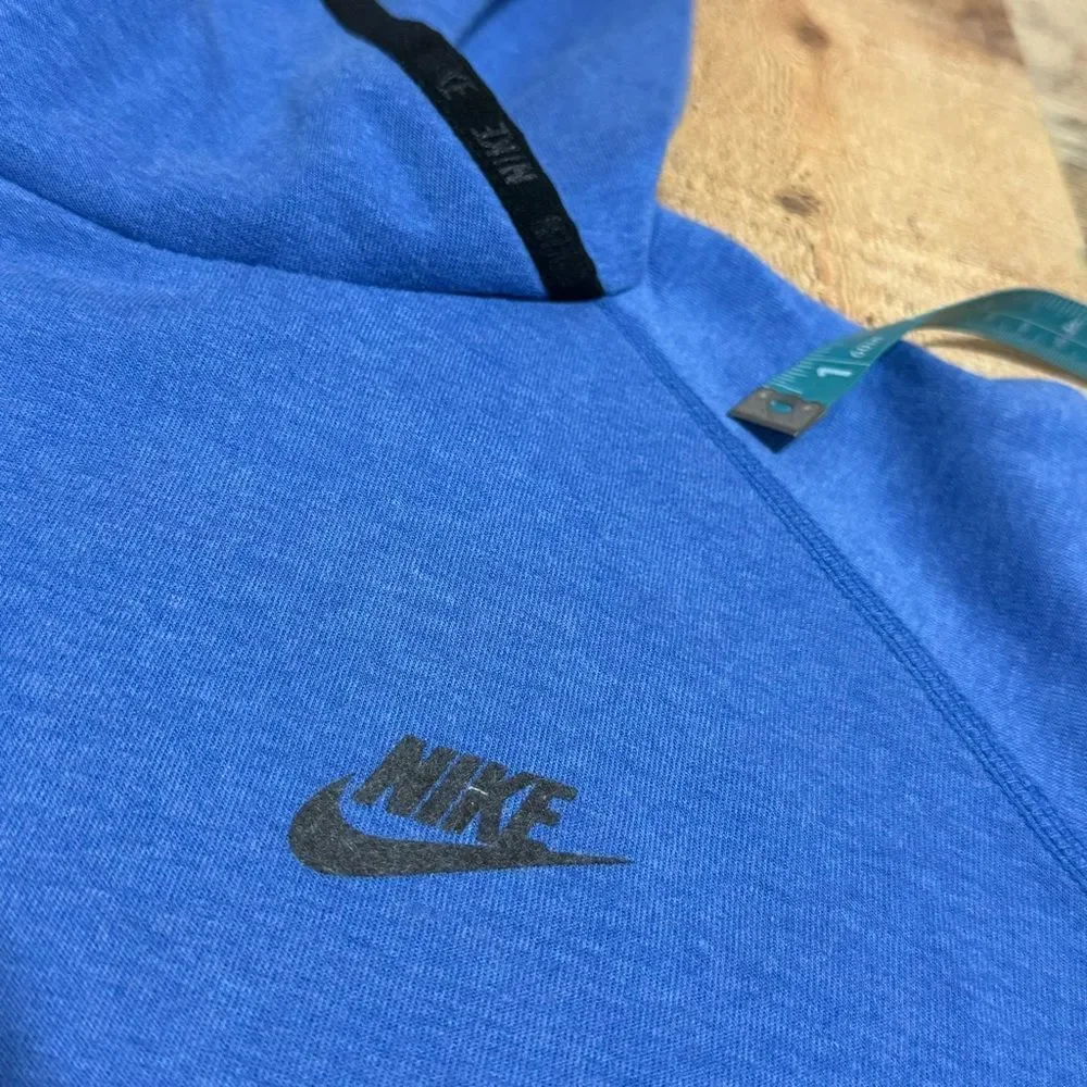 WOMEN'S NIKE TECH FLEECE RUNNING PULLOVER BLUE FUNNEL HOODIE SIZE L